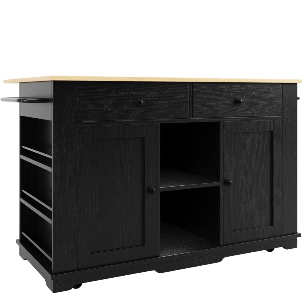 wohnli-moebel-suche-M26187938 Wohnli Möbelsuche - Kücheninsel aus MDF und Metall mit Steckdosen Schwarz/Natur