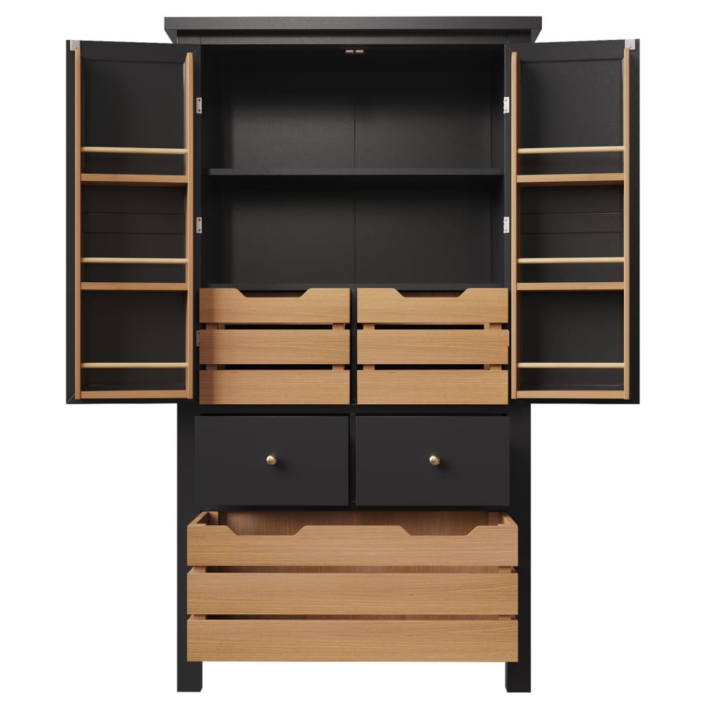 wohnli-moebel-suche-M26188212 Wohnli Möbelsuche - Sideboard aus MDF und Metall mit 5 Schubladen 80x40x140 cm