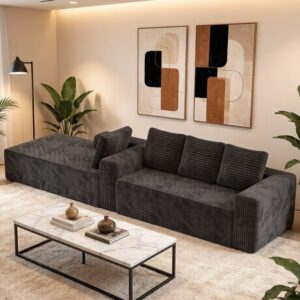 wohnli-moebel-suche-M26188796-1 Modulares Ecksofa aus Cord grau 261x168x58 cm 261x58x168cm Stoff Grau Hauss Spole Sofas und Sessel Sofas Ecksofas