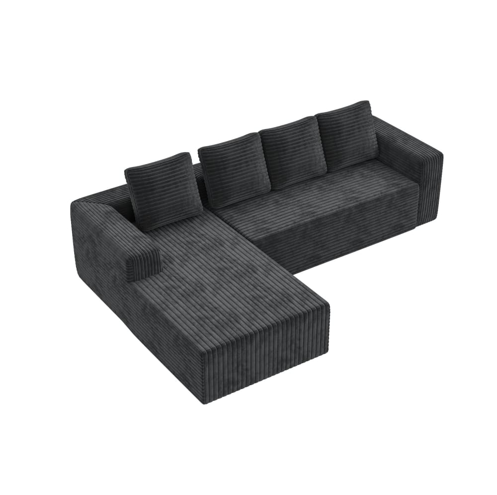 Wohnli Möbelsuche - Modulares Ecksofa aus Cord grau 261x168x58 cm