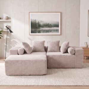 Modulares Sofa aus Chenille beige mit Chaiselongue 266x110x60 cm 266x60x110cm Stoff Beige Hauss Spole Sofas und Sessel Sofas Ecksofas