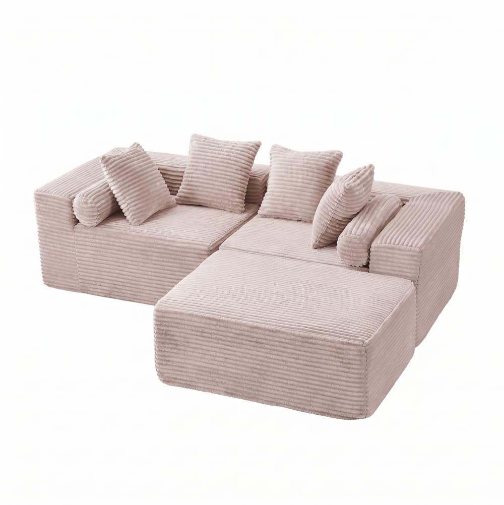 Wohnli Möbelsuche - Modulares Sofa aus Chenille beige mit Chaiselongue 266x110x60 cm