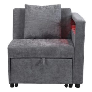 wohnli-moebel-suche-M26188891-1 Schlafsofa mit Bettfunktion aus Leinenstoff hellgrau 177x68x65 cm 177x65x68cm Stoff Grau Hauss Spole Sofas und Sessel Sessel, Poufs und Fußbänke Sessel