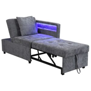 wohnli-moebel-suche-M26188891 Wohnli Möbelsuche - Schlafsofa mit Bettfunktion aus Leinenstoff hellgrau 177x68x65 cm