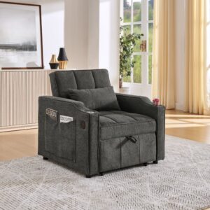 wohnli-moebel-suche-M26188895-1 Schlafsessel aus Stoff dunkelgrau mit USB und Bettfunktion 190 cm 190x86x85cm Stoff Grau Hauss Spole Sofas und Sessel Sessel, Poufs und Fußbänke Sessel