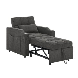 wohnli-moebel-suche-M26188895 Wohnli Möbelsuche - Schlafsessel aus Stoff dunkelgrau mit USB und Bettfunktion 190 cm