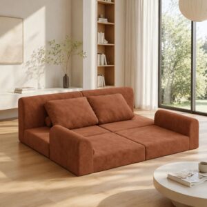 wohnli-moebel-suche-M26188899-1 Schlafsessel 2-Sitzer aus Flanell braun 160x80x78 cm 160x78x80cm Stoff Braun Hauss Spole Sofas und Sessel Sessel, Poufs und Fußbänke Sessel