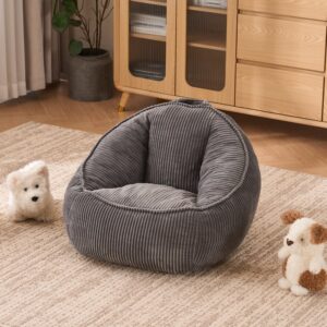 wohnli-moebel-suche-M26188900-1 Sitzsack Kind aus Cord mit Rückenstütze grau 69x51x72cm Stoff Grau Hauss Spole Sofas und Sessel Sessel, Poufs und Fußbänke Sessel