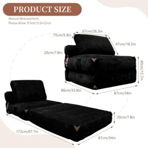 wohnli-moebel-suche-M26188901-1 Faltbarer Sessel aus Flanellstoff schwarz 87x86x40 cm 87x40x86cm Stoff Schwarz Hauss Spole Sofas und Sessel Sessel, Poufs und Fußbänke Sessel