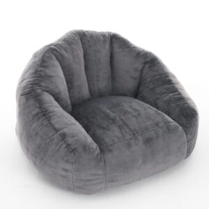Wohnli Möbelsuche - Sitzsack aus Polyester in Kunstfell-Optik grau mit Rückenlehne