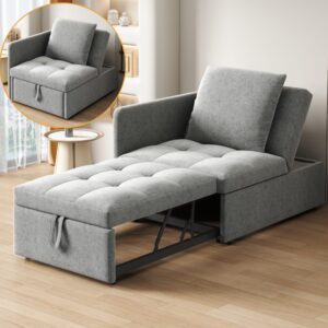 wohnli-moebel-suche-M26188910-1 Schlafsofa aus Leinen grau mit Kissen 177x68x65 cm 177x65x68cm Stoff Grau Hauss Spole Sofas und Sessel Sessel, Poufs und Fußbänke Sessel