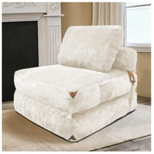 wohnli-moebel-suche-M26188915-1 Klappsofa aus Flanell weiß 87x86x40 cm 87x40x86cm Stoff Weiß Hauss Spole Sofas und Sessel Sessel, Poufs und Fußbänke Sessel