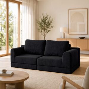 wohnli-moebel-suche-M26188918-1 Schlafsessel aus Flanell mit Klappfunktion schwarz 160x80x78 cm 160x78x80cm Stoff Schwarz Hauss Spole Sofas und Sessel Sessel, Poufs und Fußbänke Sessel