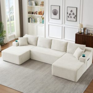 wohnli-moebel-suche-M26188919-1 Modulares Sofa 3-teilig aus Cordstoff beige ohne Montage 339x82x168cm Stoff Beige Hauss Spole Sofas und Sessel Sofas Wohnlandschaften