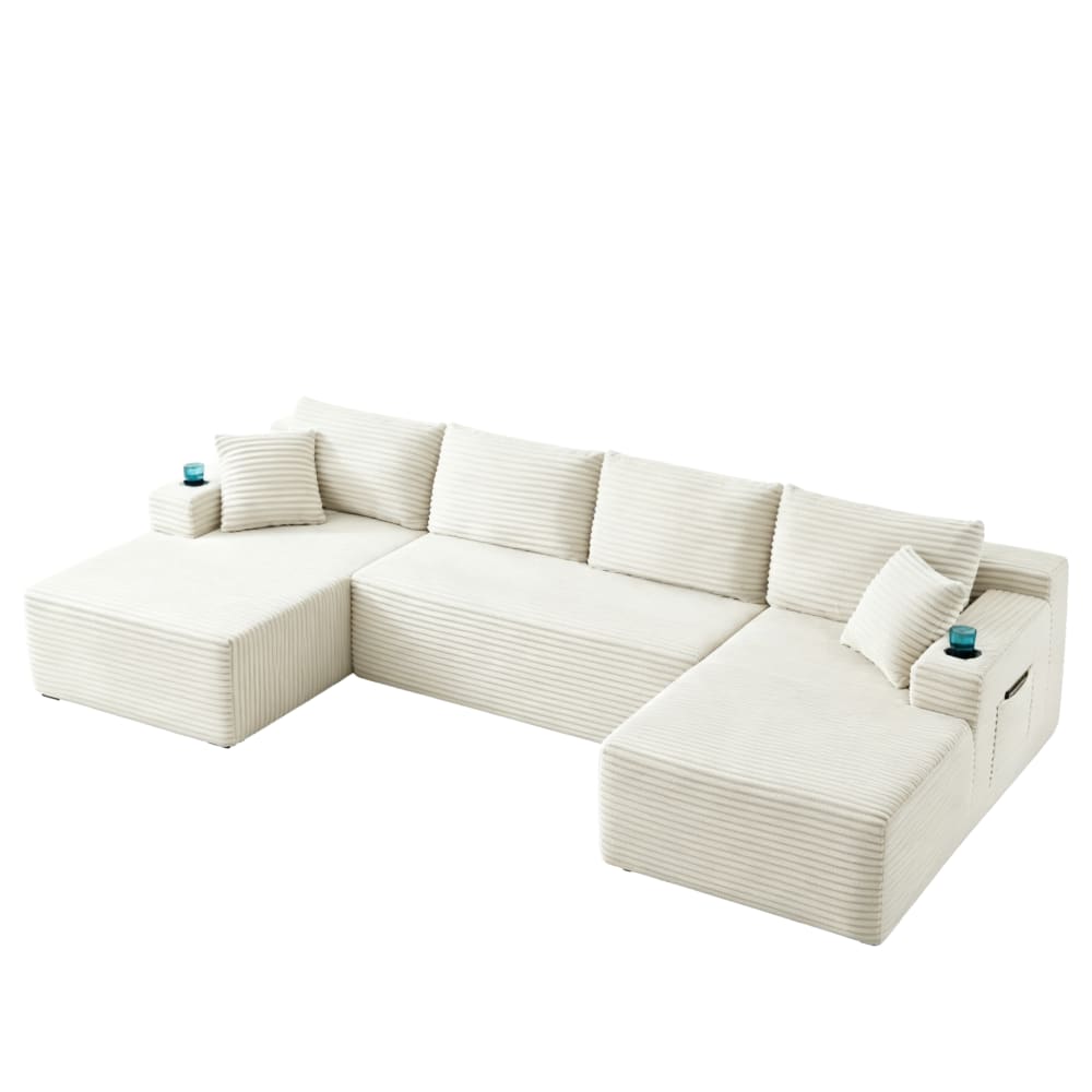 Wohnli Möbelsuche - Modulares Sofa 3-teilig aus Cordstoff beige ohne Montage