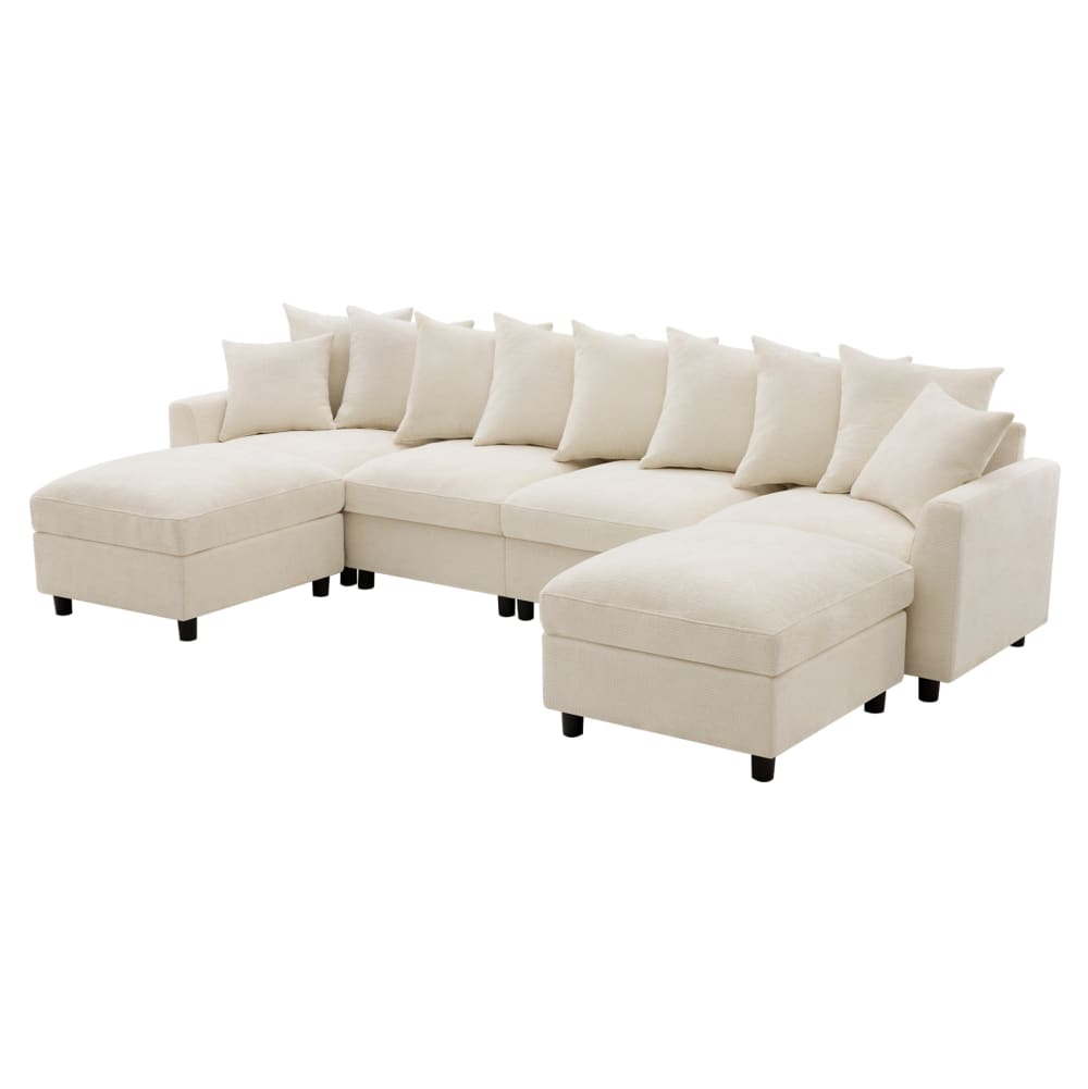 Wohnli Möbelsuche - Modulares Ecksofa aus Chenille beige 6-Sitzer