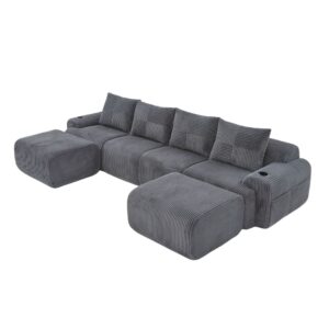 wohnli-moebel-suche-M26188922 Wohnli Möbelsuche - Modulares 4-Sitzer-Sofa aus Cord dunkelgrau 333x174x80 cm