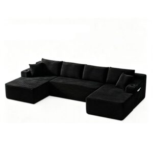 Wohnli Möbelsuche - Modulares Sofa 3-teilig aus Cordstoff dunkelgrau