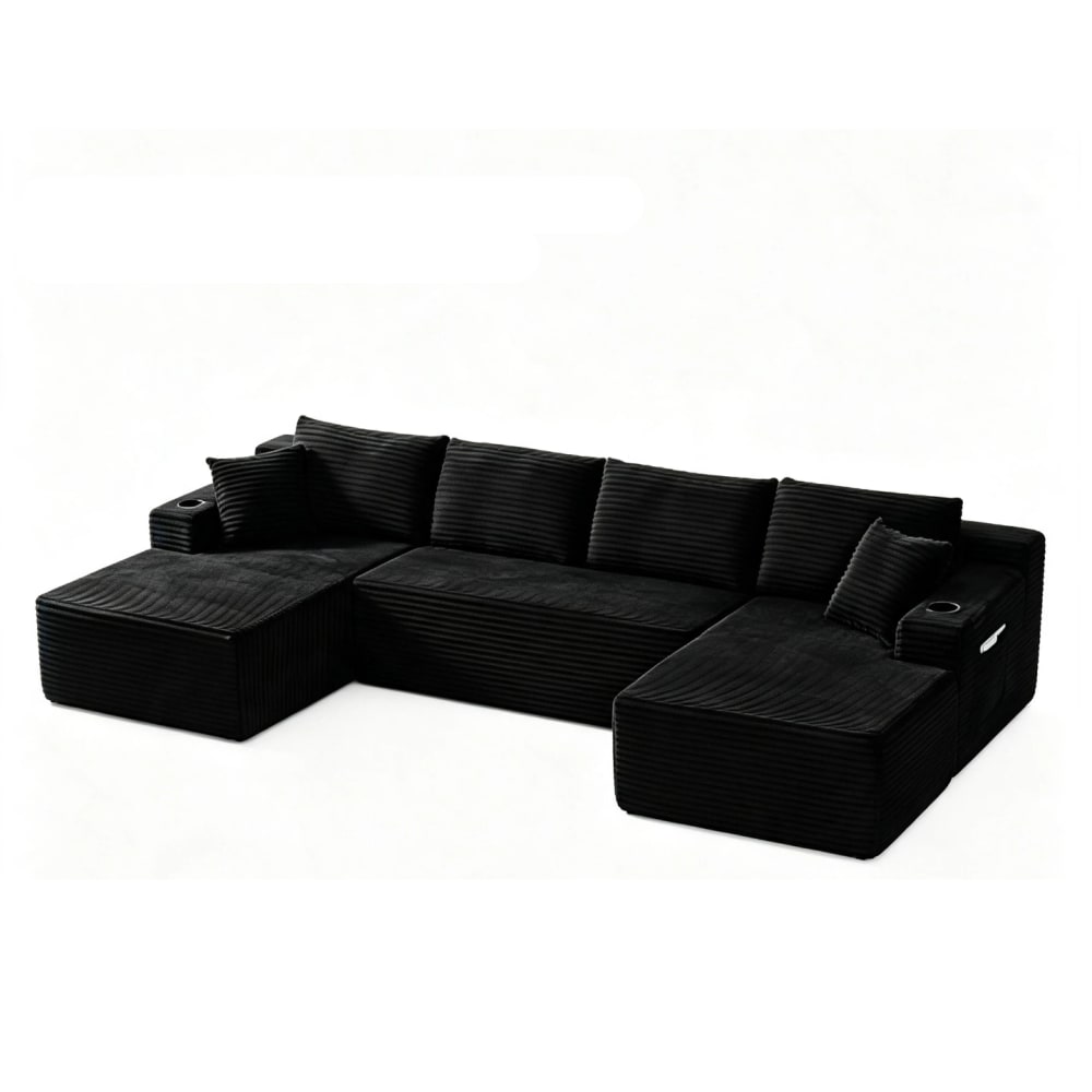 Wohnli Möbelsuche - Modulares Sofa 3-teilig aus Cordstoff dunkelgrau