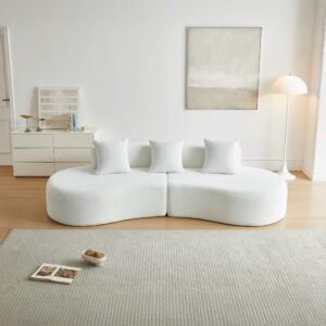 Ecksofa 3-Sitzer modular aus Samtstoff weiß 277x103x68 cm 277x68x103cm Stoff Weiß Hauss Spole Sofas und Sessel Sofas 2-Sitzer-Sofas & 3-Sitzer-Sofas