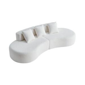 Wohnli Möbelsuche - Ecksofa 3-Sitzer modular aus Samtstoff weiß 277x103x68 cm