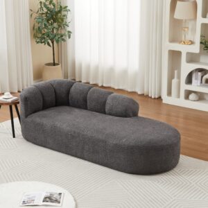 Chaiselongue aus Chenille anthrazitgrau Wellenlehne 87x66x204cm Stoff Grau Hauss Spole Sofas und Sessel Sofas 2-Sitzer-Sofas & 3-Sitzer-Sofas