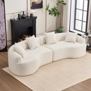 Modulares Sofa aus Chenille weiß grau mit geschwungener Form 275x63x115cm Stoff Weiß Hauss Spole Sofas und Sessel Sofas 2-Sitzer-Sofas & 3-Sitzer-Sofas