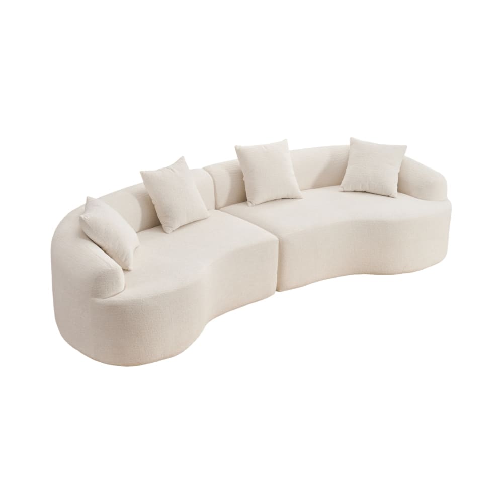 Wohnli Möbelsuche - Modulares Sofa aus Chenille weiß grau mit geschwungener Form