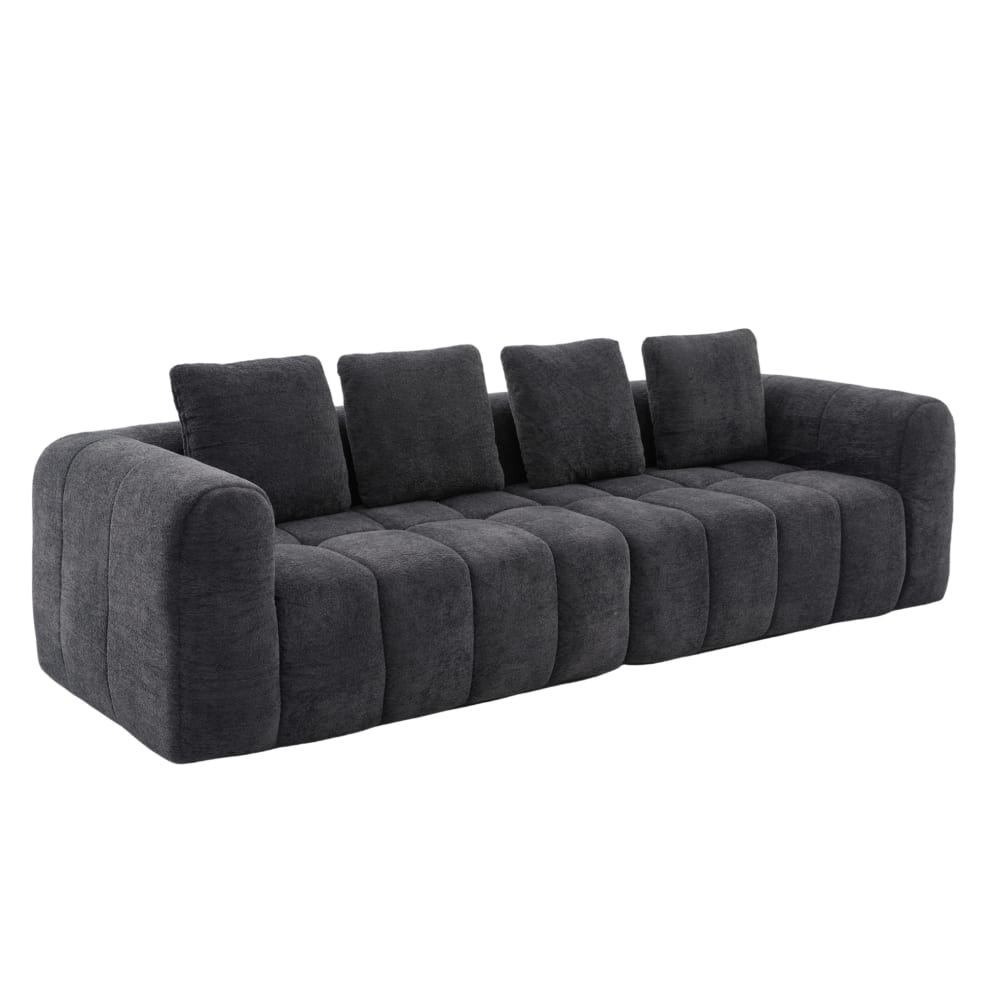 Wohnli Möbelsuche - Modulares Ecksofa 2-teilig aus Samtstoff dunkelgrau 260x95