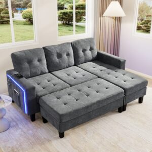 wohnli-moebel-suche-M26188947-1 Modulares Ecksofa aus Chenille antikgrau 185x135 cm 185x85x135cm Stoff Grau Hauss Spole Sofas und Sessel Sofas Modulare Sofas