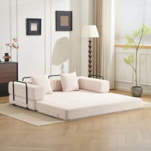 wohnli-moebel-suche-M26188952-1 Bodensofa klappbar aus Cordstoff weiß 185x60x93cm Stoff Weiß Hauss Spole Sofas und Sessel Sofas Modulare Sofas