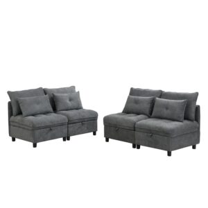 wohnli-moebel-suche-M26188956 Wohnli Möbelsuche - Modulsofa Chenille antikgrau 4-Sitzer mit Stauraum
