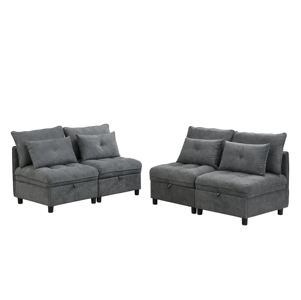 wohnli-moebel-suche-M26188956 Wohnli Möbelsuche - Modulsofa Chenille antikgrau 4-Sitzer mit Stauraum