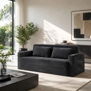 wohnli-moebel-suche-M26188958-1 Schlafsofa 2-Sitzer aus Chenille schwarz grau 153x65x77cm Stoff Schwarz Hauss Spole Sofas und Sessel Sofas Modulare Sofas
