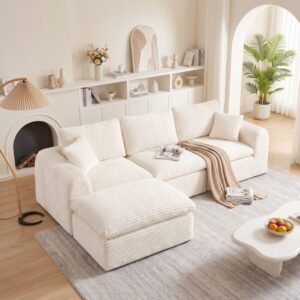 wohnli-moebel-suche-M26188963-1 Modulares Sofa aus Cordstoff 3-Sitzer beige 280x65x180cm Stoff Beige Hauss Spole Sofas und Sessel Sofas Modulare Sofas