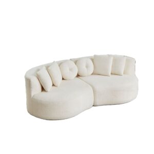 wohnli-moebel-suche-M26188964 Wohnli Möbelsuche - Chenille Sofa beige mit 6 Kissen 223x79x109 cm