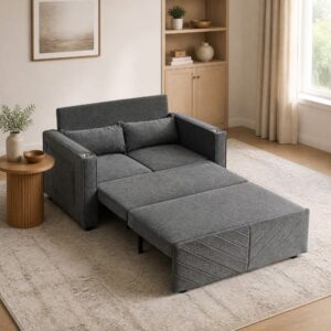 wohnli-moebel-suche-M26188966-1 Schlafsofa 2-Sitzer aus Stoff dunkelgrau 195x134x73 cm 195x73x134cm Stoff Grau Hauss Spole Sofas und Sessel Sofas Modulare Sofas