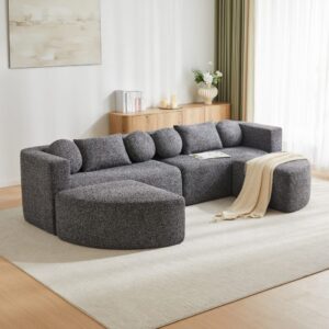 wohnli-moebel-suche-M26188967-1 Schlafsofa aus Chenille schwarz mit Schlaffunktion 292x165x68 cm 292x68x165cm Stoff Schwarz Hauss Spole Sofas und Sessel Sofas Modulare Sofas
