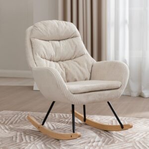 wohnli-moebel-suche-M26188975-1 Schaukelstuhl aus Cordstoff beige 74x96x74cm Metall Beige Hauss Spole Möbel Wohnzimmermöbel Couchtische