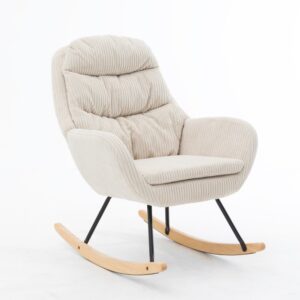 Wohnli Möbelsuche - Schaukelstuhl aus Cordstoff beige