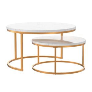 wohnli-moebel-suche-M26188976 Wohnli Möbelsuche - 2er-Set Couchtische aus Faserplatte weiß und goldfarben