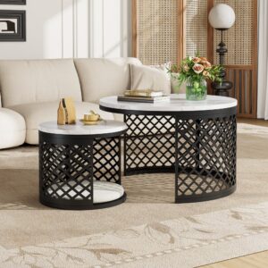 wohnli-moebel-suche-M26188980-1 Couchtisch-Set weiß mit Tierliegeplatz 70x45x70cm Metall Schwarz Hauss Spole Möbel Wohnzimmermöbel Couchtische
