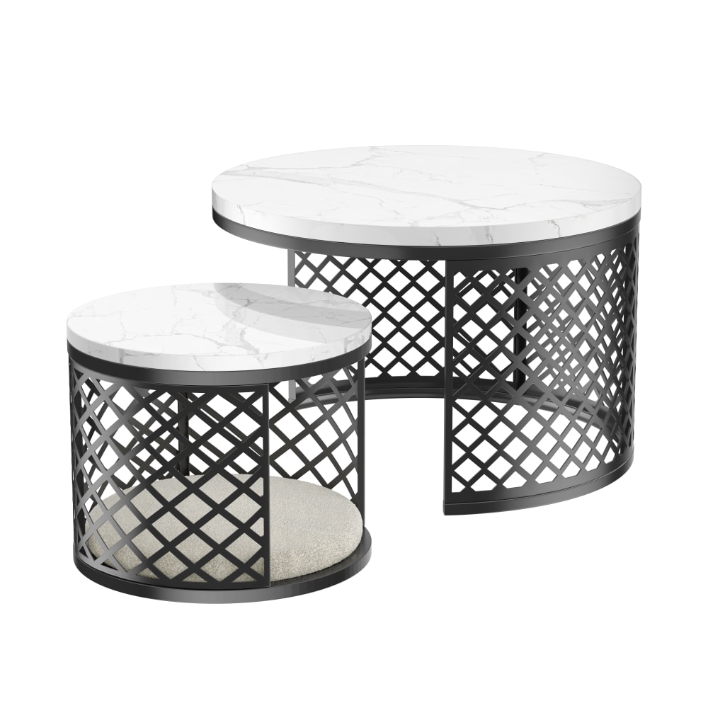wohnli-moebel-suche-M26188980 Wohnli Möbelsuche - Couchtisch-Set weiß mit Tierliegeplatz