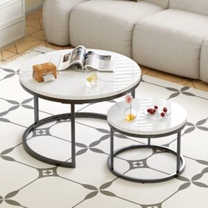 Couchtisch-Set weiß und goldfarben 70x45x70cm Metall Schwarz Hauss Spole Möbel Wohnzimmermöbel Couchtische