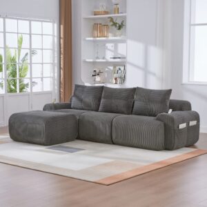 wohnli-moebel-suche-M26188988-1 Modulares 3-Sitzer-Sofa aus Cordstoff dunkelgrau 268x174x80 cm 268x80x174cm Stoff Grau Hauss Spole Sofas und Sessel Sofas Ecksofas