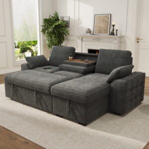 Ecksofa 3-Sitzer aus Chenille grau 237x141x86 cm 237x86x141cm Stoff Grau Hauss Spole Sofas und Sessel Sofas Ecksofas