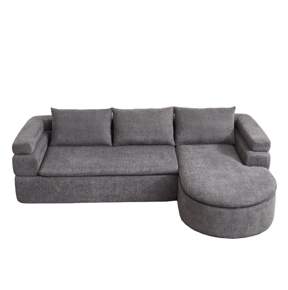 wohnli-moebel-suche-M26188991 Wohnli Möbelsuche - Ecksofa 3-Sitzer aus Chenille grau mit Chaiselongue