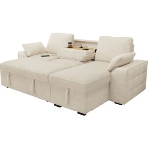 wohnli-moebel-suche-M26188994 Wohnli Möbelsuche - Ecksofa 3-Sitzer aus Chenille mit Stauraum beige 237x141x86 cm