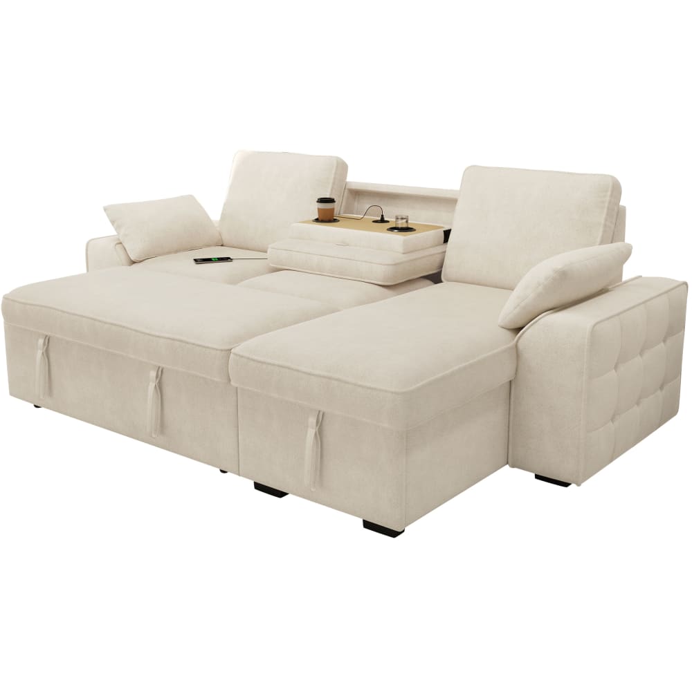 wohnli-moebel-suche-M26188994 Wohnli Möbelsuche - Ecksofa 3-Sitzer aus Chenille mit Stauraum beige 237x141x86 cm