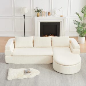 wohnli-moebel-suche-M26188999-1 Ecksofa 3-Sitzer aus Chenille mit Chaiselongue beige 260x65x170cm Stoff Beige Hauss Spole Sofas und Sessel Sofas Ecksofas